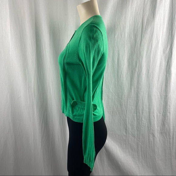 Nanette Lepore Cotton Knit Green Button Up Cardigan S - Picture 3 of 7